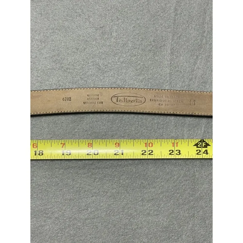 Talbots Black Leather Belt Medium Made In Italy Silver And Gold Tone Hardware‎
